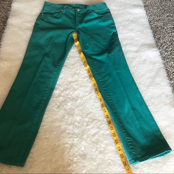 Tory Burch Women’s Cropped Slim Boot Green Denim Jeans/Pants size 26 - Picture 9 of 13